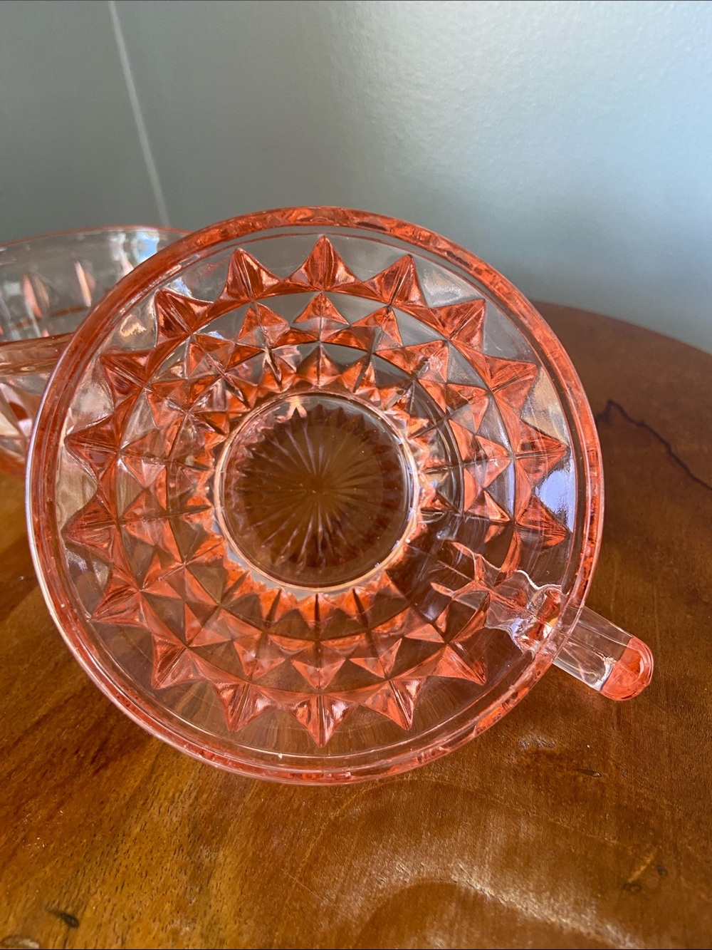 Vintage Jeannette Glass Company Pink Teacup- Windsor Diamond Pattern